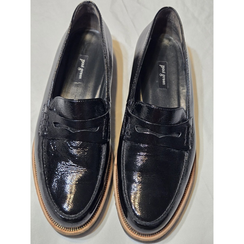Paul Green Black Patent Leather Penny Loafers Womens US 9 Uk 6.5 Classic Shoe